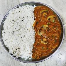 Jeera Rice + Mushroom Masala
