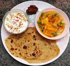 Carrot Paratha + Matar Paneer Masala + Curd