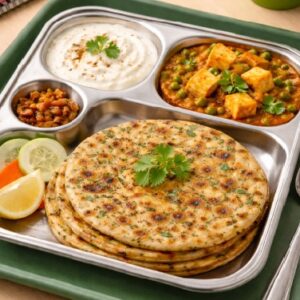 Methi Paratha + Matar Paneer + Curd